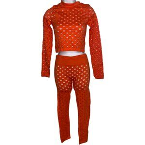 Sz.S*Fashion Nova*2 Pc. Neon Orange Activewear--Top & Leggings